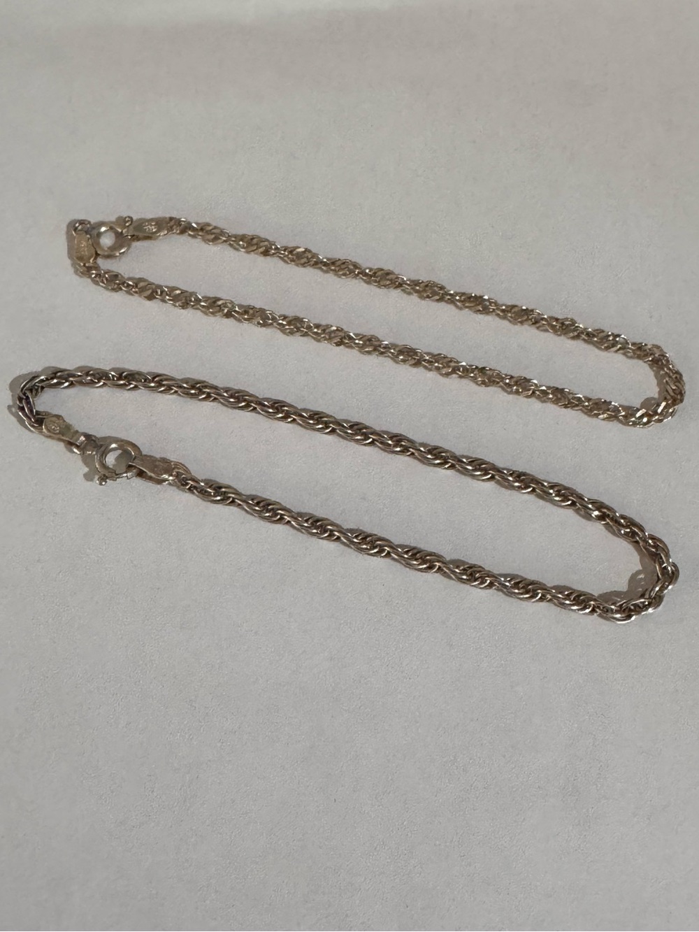 2 Vintage Milor Sterling Silver 7” Rope Chain Bracelets Italy